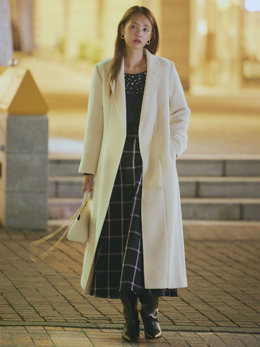 スナイデルWEB限定チェックスリットデザインロングスカート