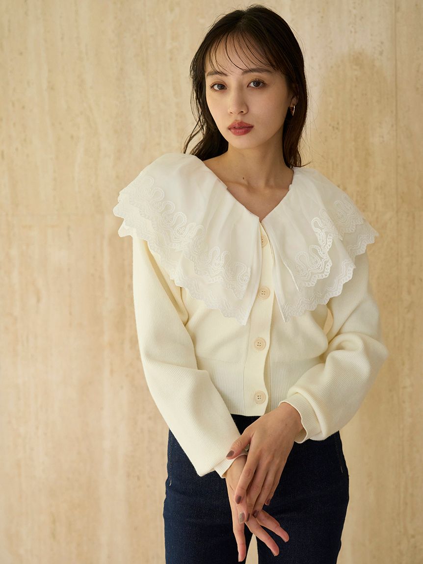 レースカラーニットプルオーバー(ニット)｜トップス｜SNIDEL