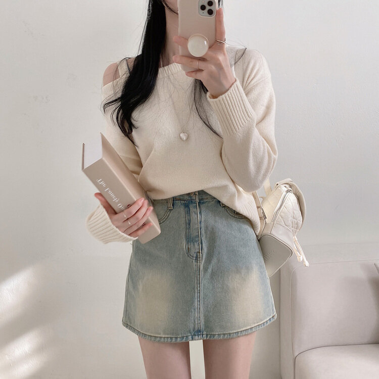 マリンブルーAラインデニムミニスカート｜ミニスカート｜韓国