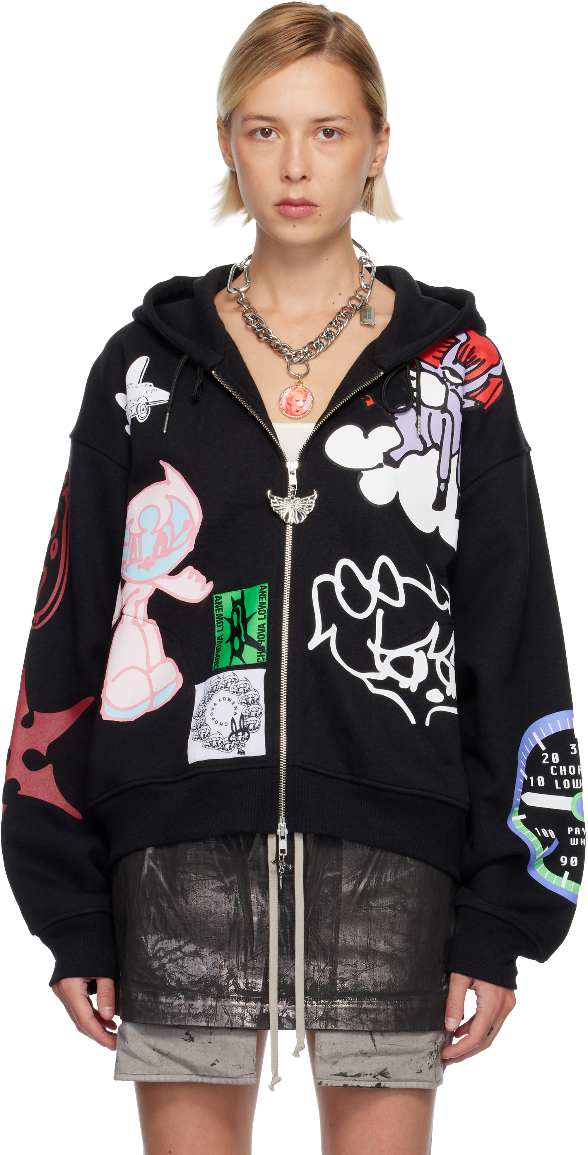 Black Flying High Zip Hoodie by Chopova Lowena on Sale