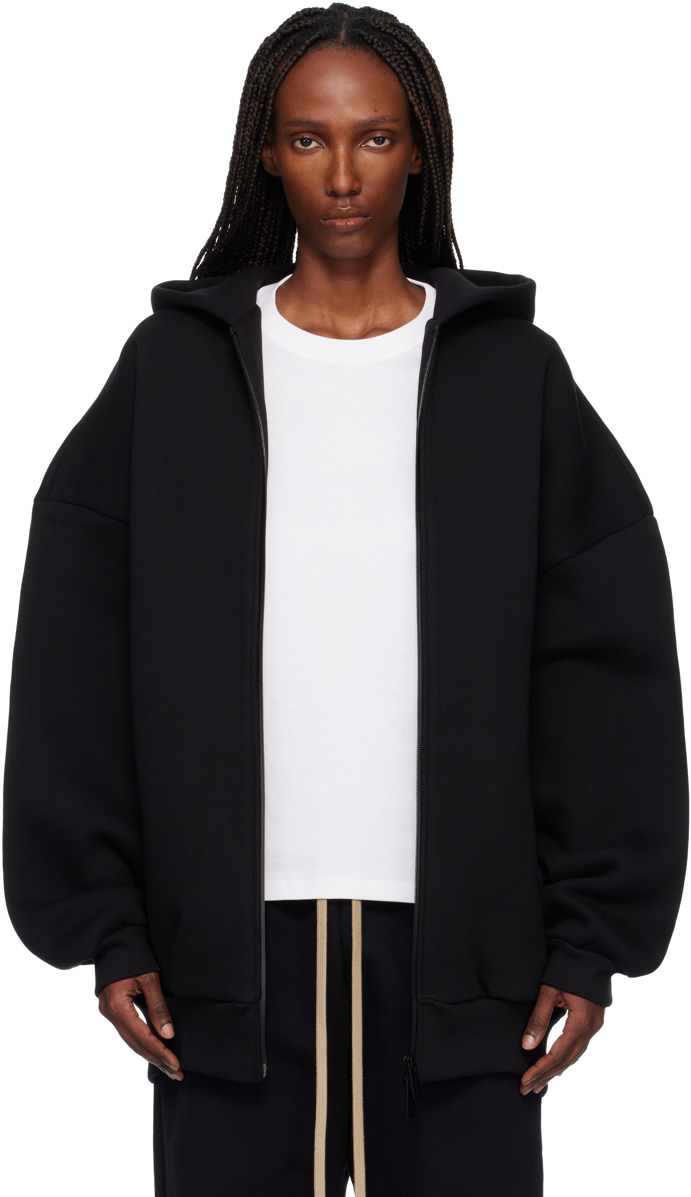 Black Athletics Zip Up Hoodie by Fear of God on Sale