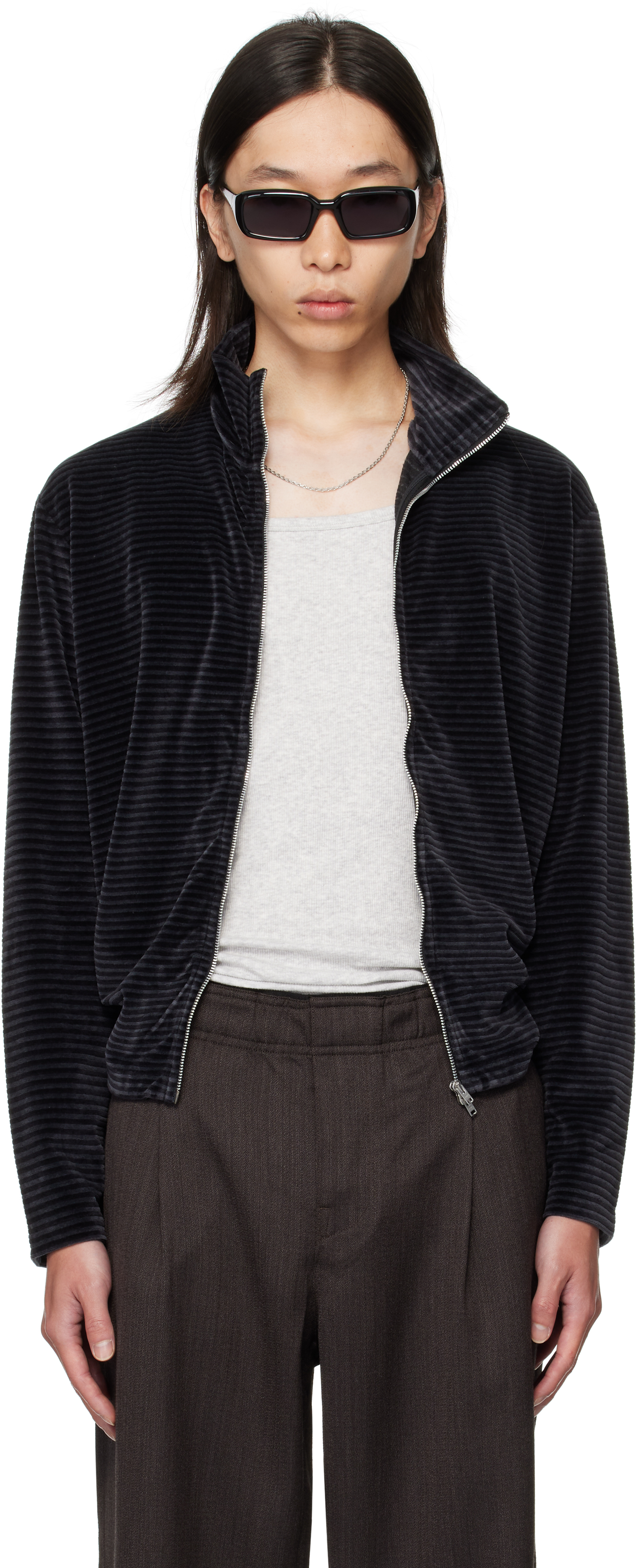 Black Shrunken Full Zip Jacket by OUR LEGACY on Sale