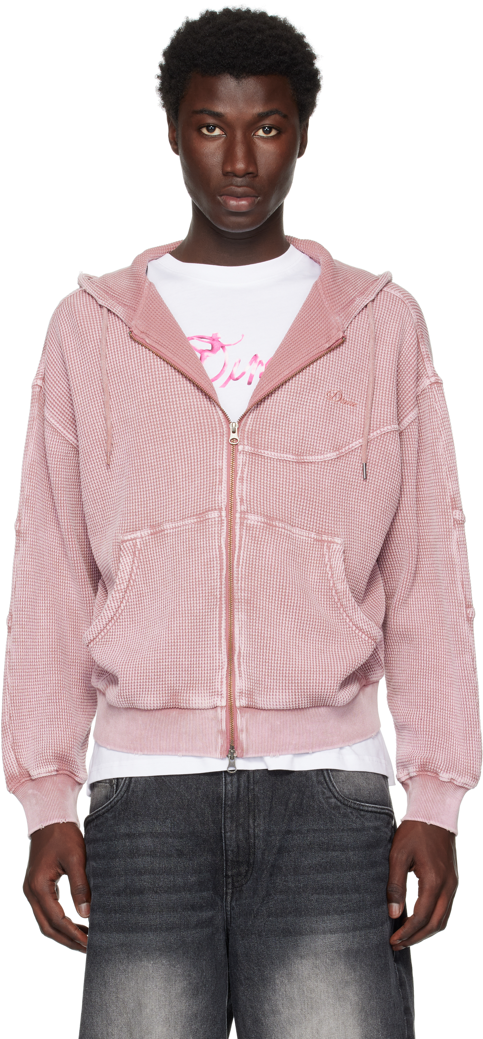 Dimeのピンク Premium Waffle ジップフーディがセール中