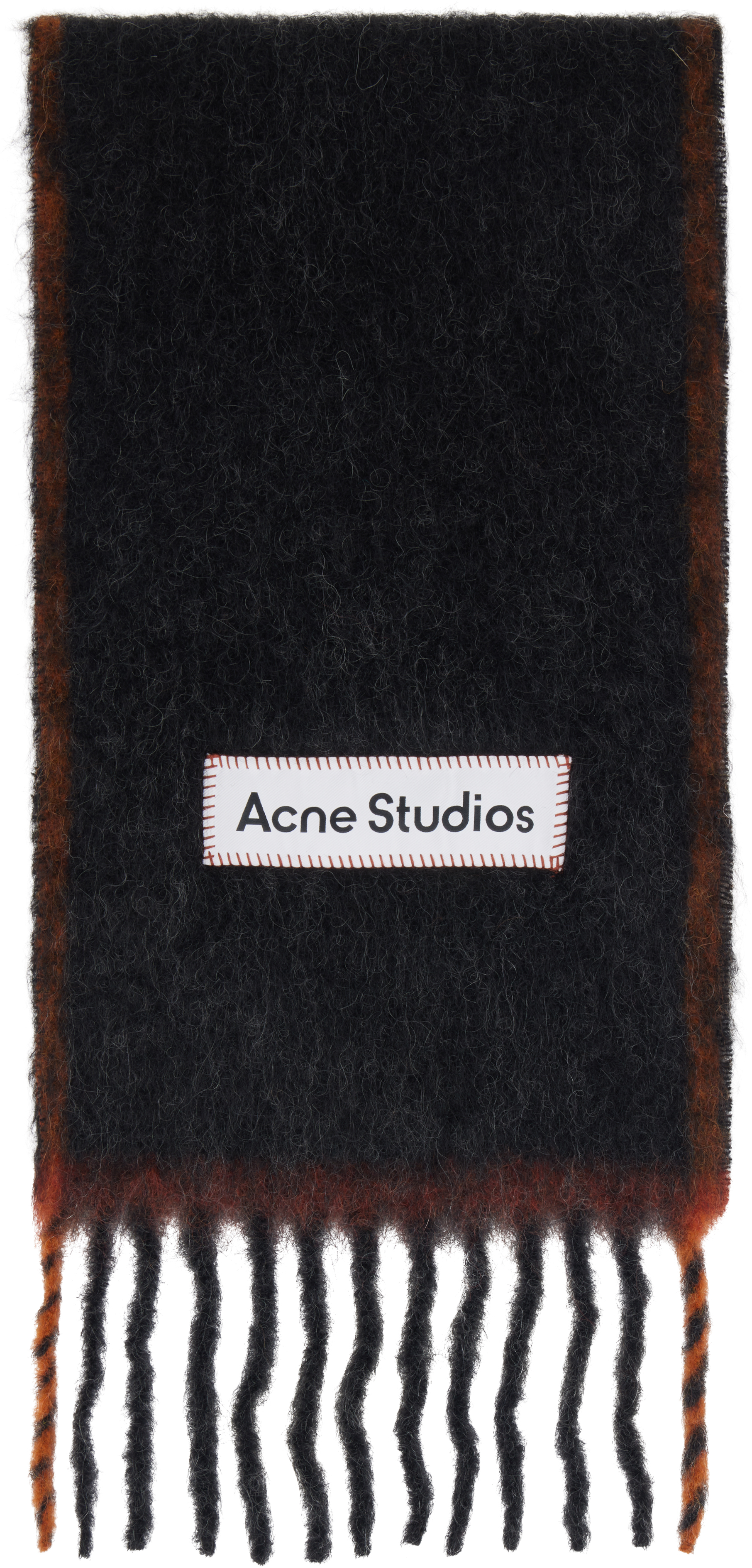 Acne Studios: ブラック ナロー ウール モヘア マフラー | SSENSE 日本