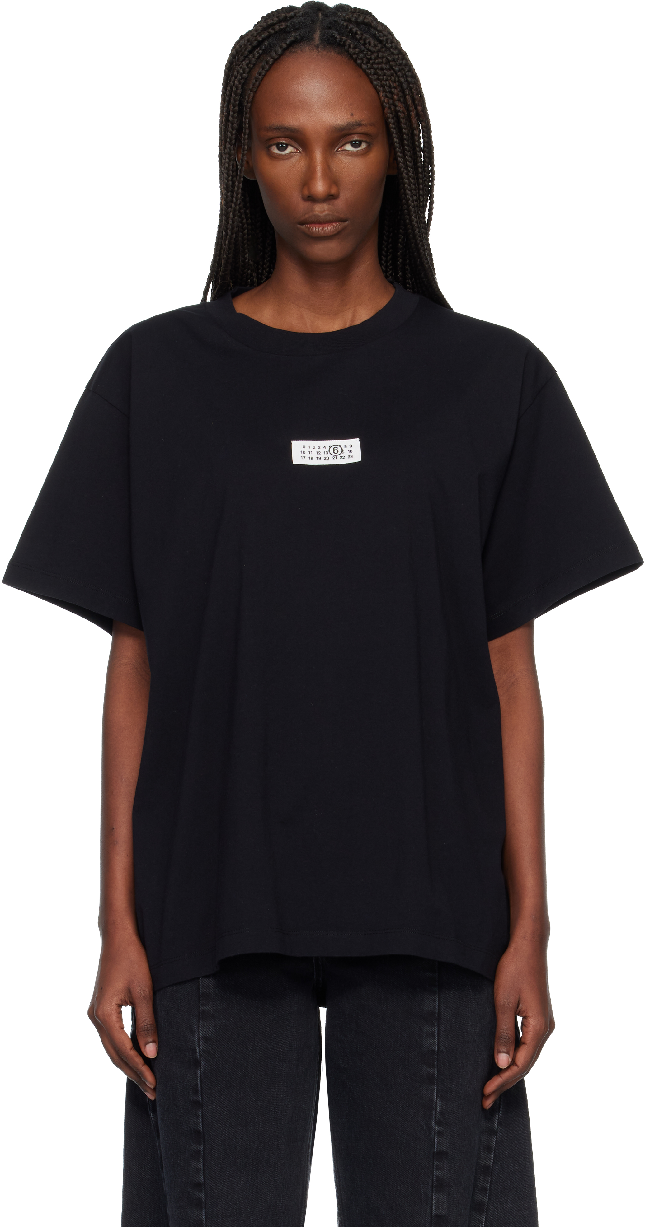 MM6 Maison Margiela: Black Numeric Cotton T-shirt | SSENSE