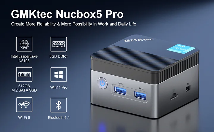 Intel 11th Jasper Lake N5105 Mini PC NucBox5 Windows 11 Pro