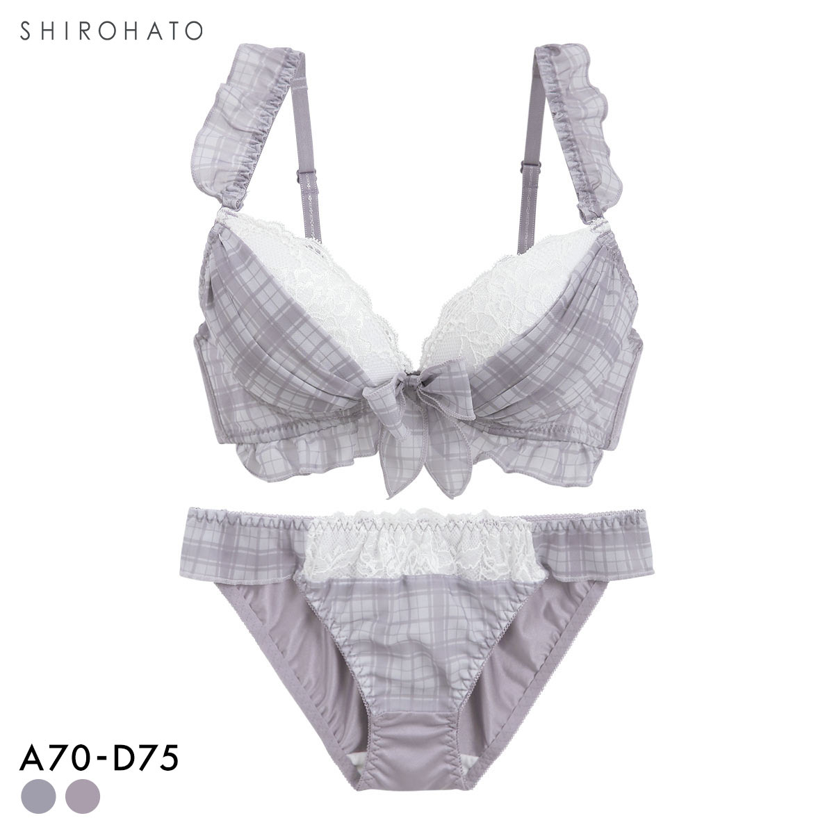 ピュアシェリ チェック柄シフォンフリル ブラセット ABCD ラジャー