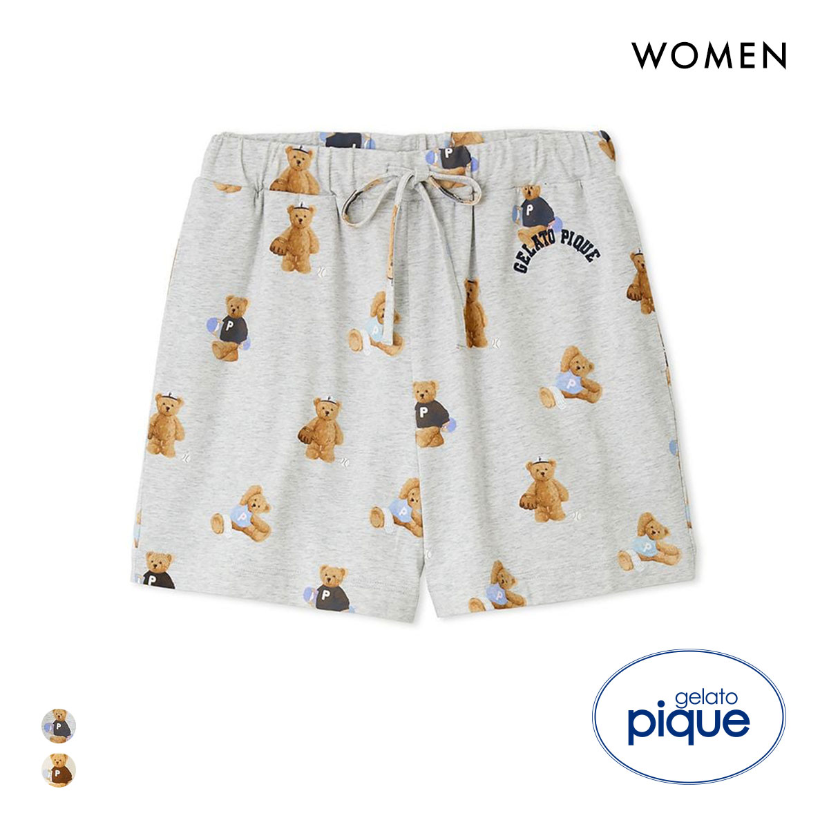 ジェラートピケ レディース スポーティーベア総柄ショートパンツ