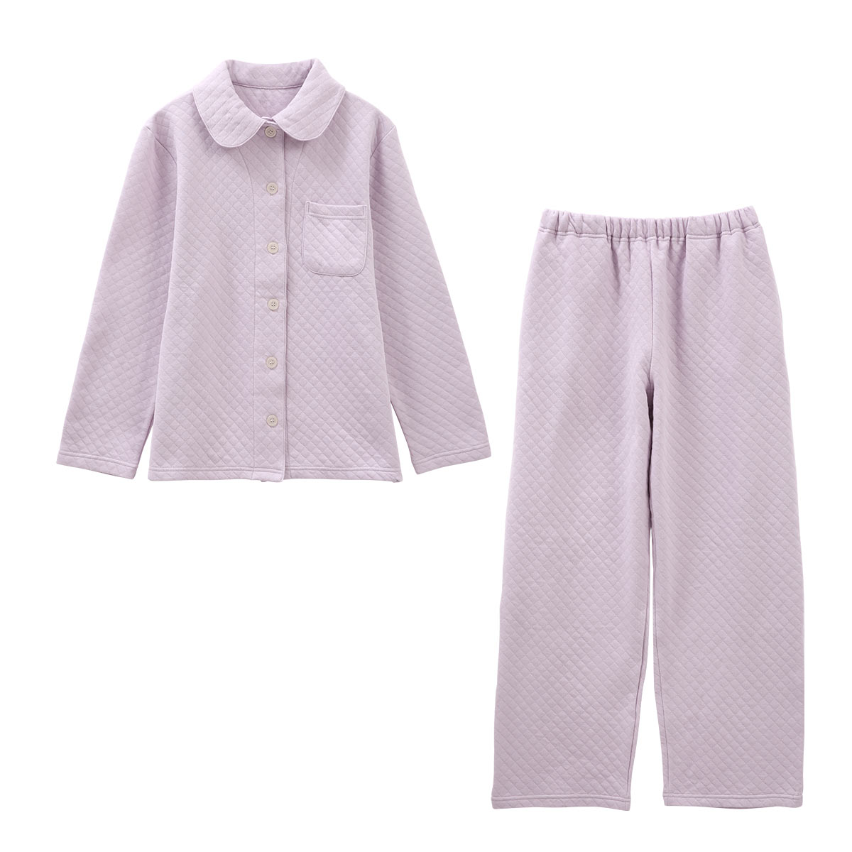 ブルーミングフローラ 綿100％ キルトニット パジャマ 上下セット 前