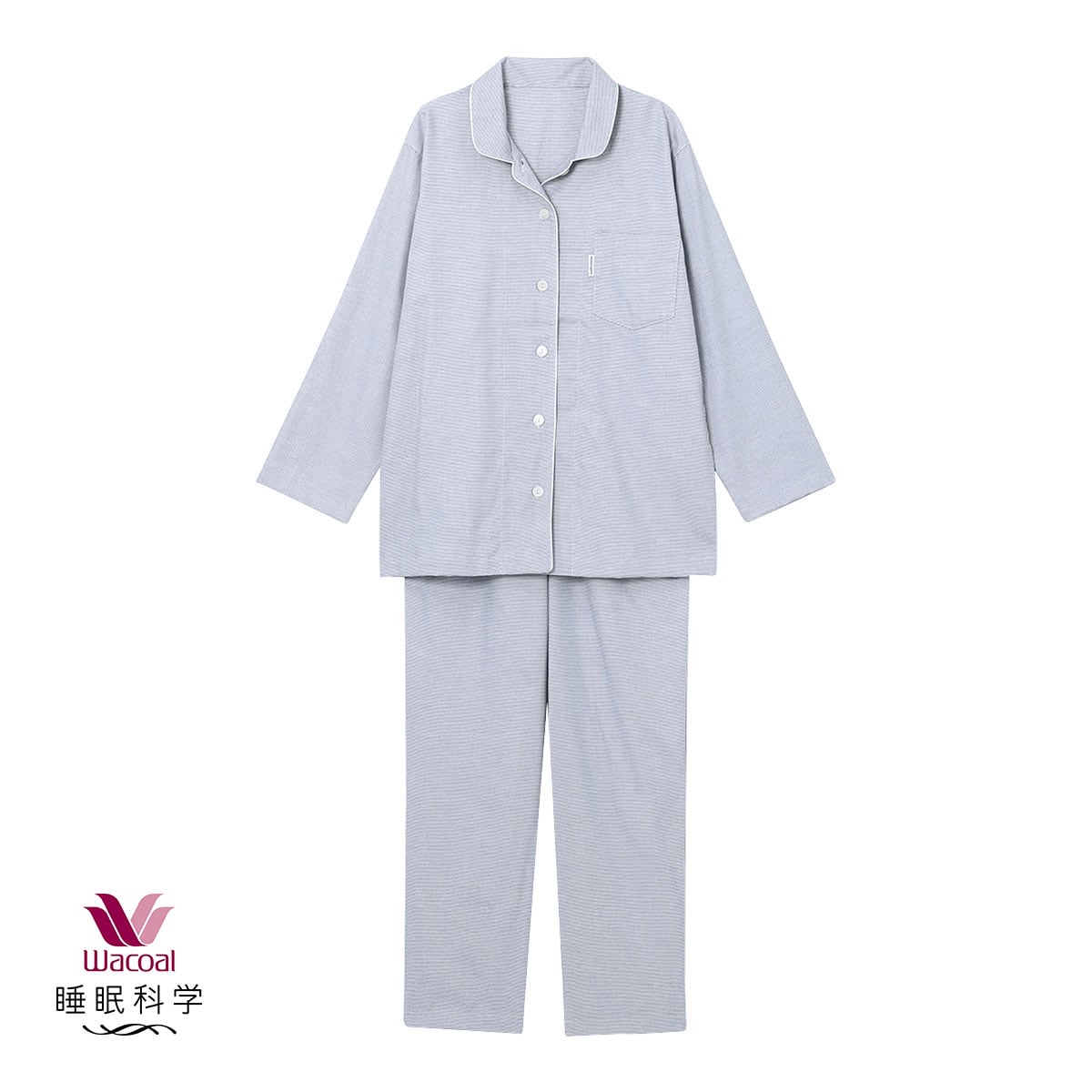 ワコール Wacoal 睡眠科学 レディース 綿100％ シャツパジャマ 長袖