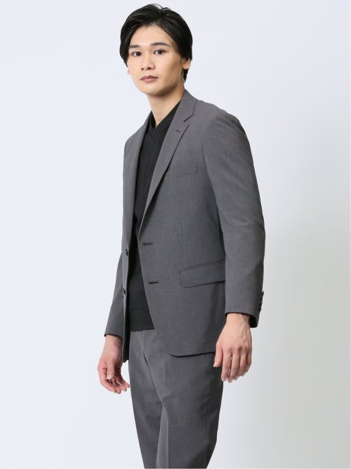 ストレッチウォッシャブル スリムフィット 2ボタンジャケット 無地