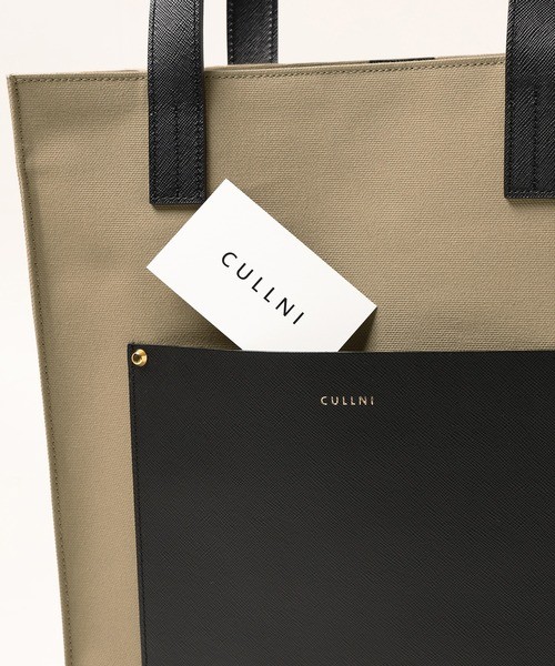 CULLNI ONLINE STORE / Leather Pocket Canvas Tote Bag