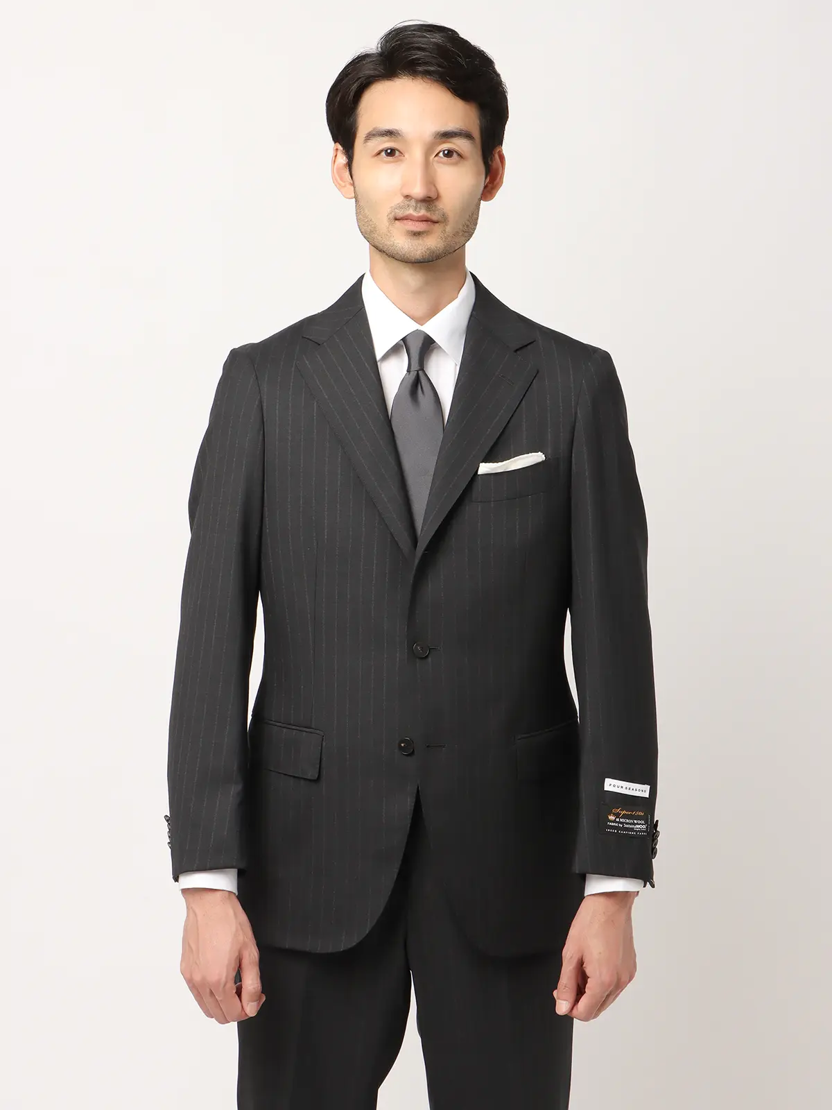 スーツ／3つボタン／HAND MADE／SUPER150's／ピンストライプ／TR24