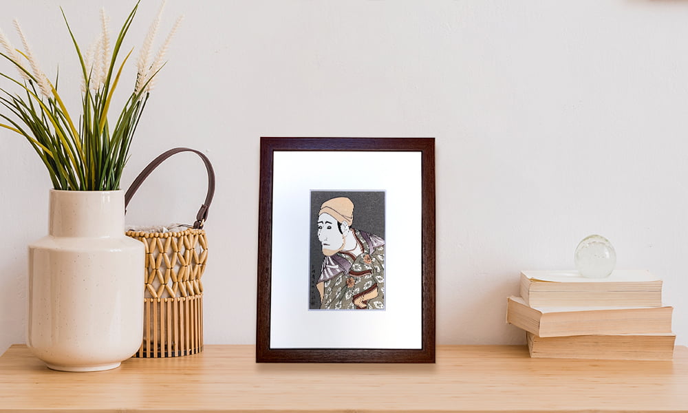 東洲斎写楽「八代目森田勘弥の駕籠駕籠舁鶯の次郎作」小型・ミニ浮世絵