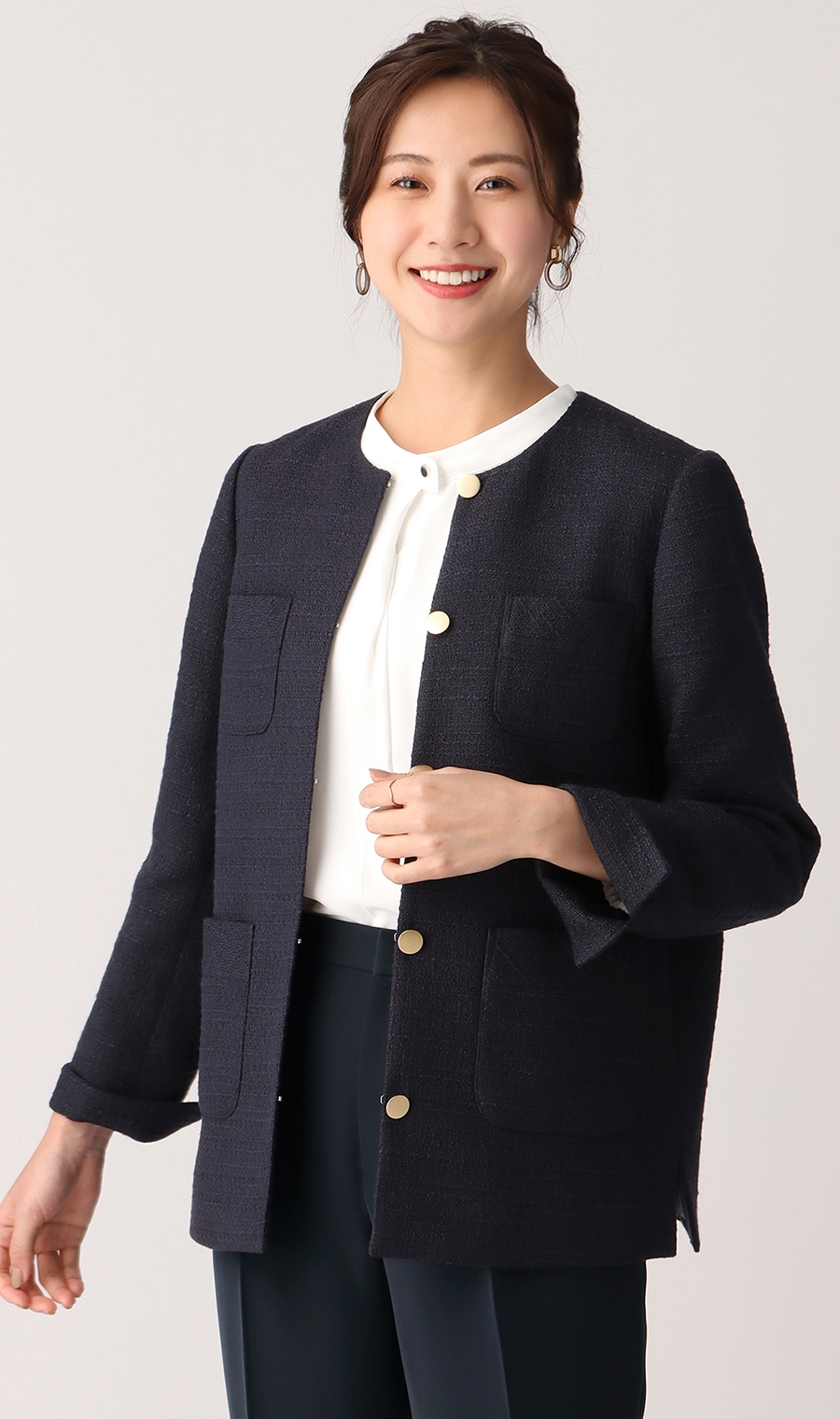 ノーカラージャケット《ツイード》 (MN23TJK-23) | ANCHOR WOMAN