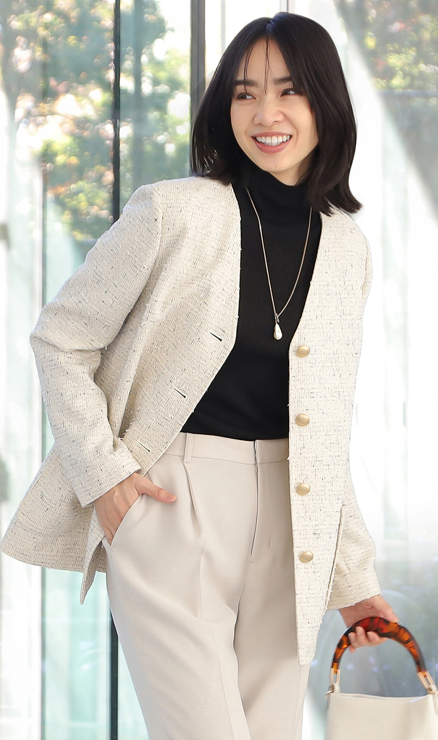 Vカラーツイードジャケット《ハンドウォッシュ》 (WJ245027-E