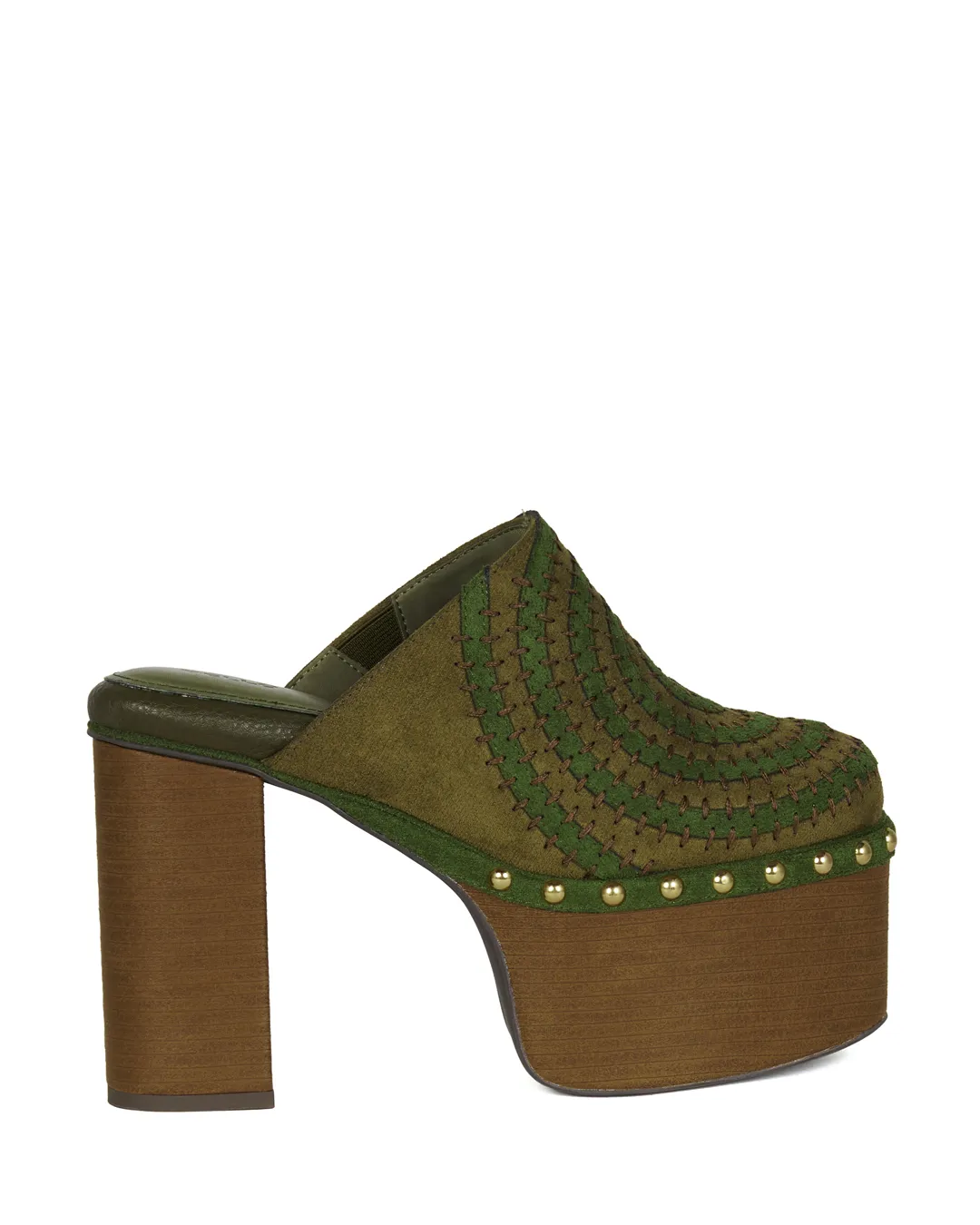 YELLO / EARTH CHUNKY HEEL MULES