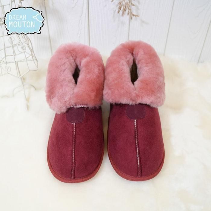ムートンルームシューズ | 暖かいワインカラー - ドリーム ムートン