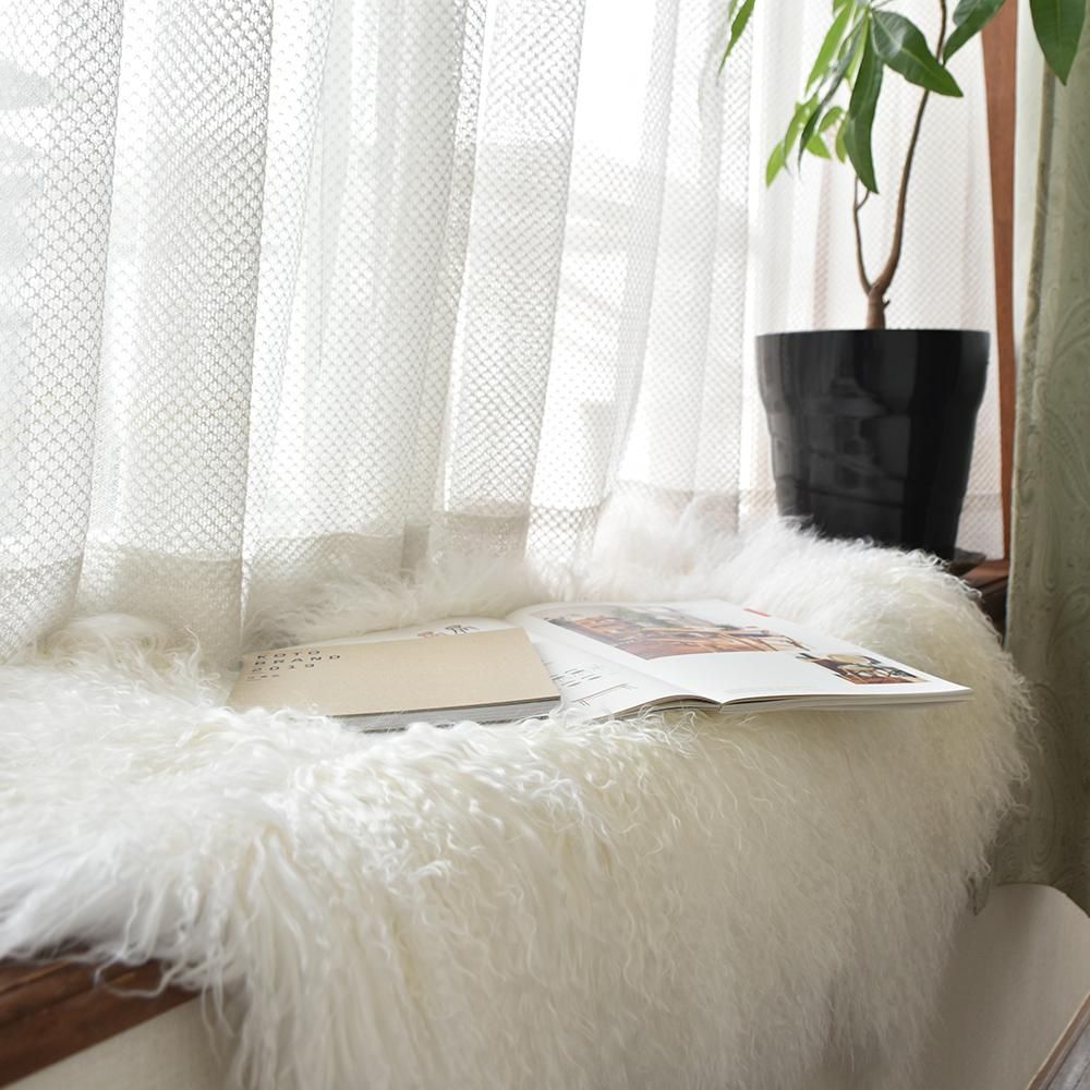 チベットラム フルスキン毛皮 1匹サイズ約60×95cm アイボリー