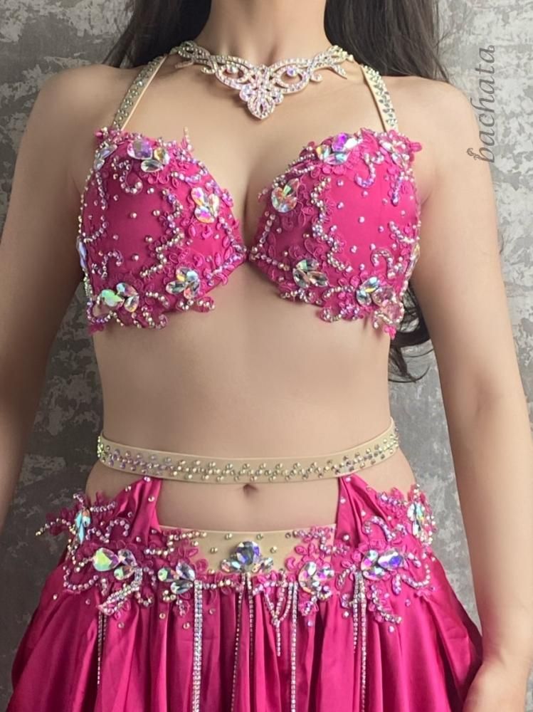 ベリーダンス衣装 ブライトピンク CT0164 (M-L/XL) - bachata ベリー