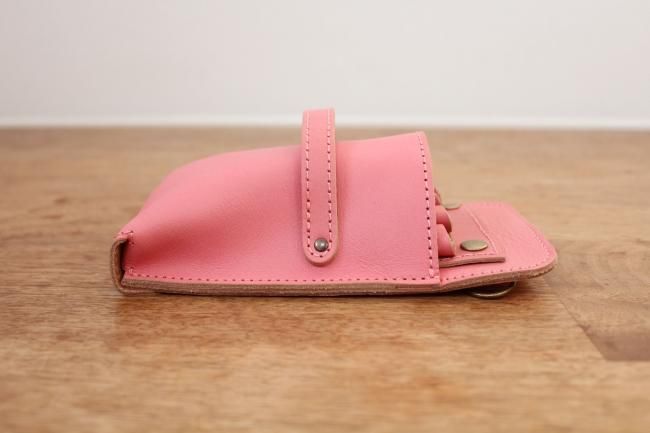 シザーケースSimple5丁プレミアムピンク革フタなし - シザーケース屋