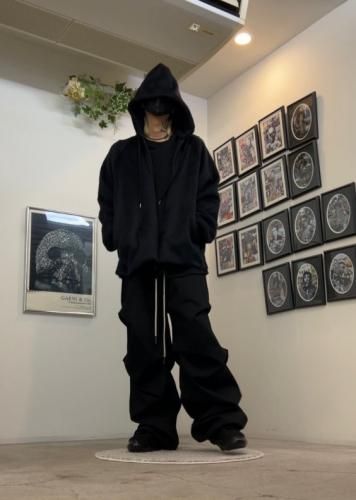 LAD MUSICIAN / SHAGGY SWEAT ZIP UP PARKA / BLACK - LAD MUSICIAN