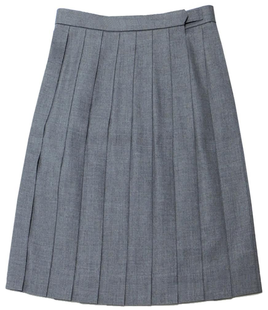 KURI-ORIクリオリ 制服 スカートグレー無地 車ヒダ20本 膝丈スリー