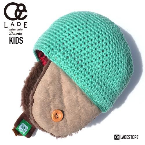 □LADE Beanie KIDS□ Suede Hog / Aquamarine - LADE STORE 花笠高原