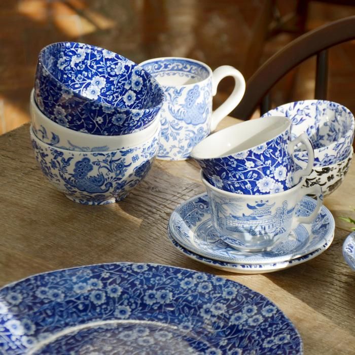 イギリス食器 Burleigh ブルーキャリコ シュガーボウルL｜バーレイ正規