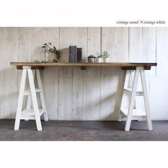 アンティーク風 無垢材 アトリエ馬脚デスク DK-014 ステップ脚 学習机