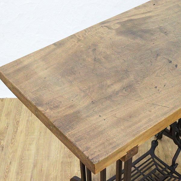 福助ミシンのアンティークテーブル｜タモ材×鉄脚の重厚感あるミシン