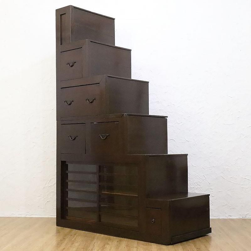 階段箪笥｜松材のアンティーク家具 幅137.5cm