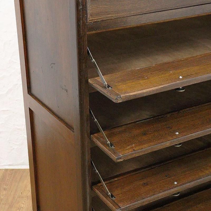 昭和レトロ木製パタパタ下駄箱｜引出し付きキャビネット｜欅×杉の玄関収納