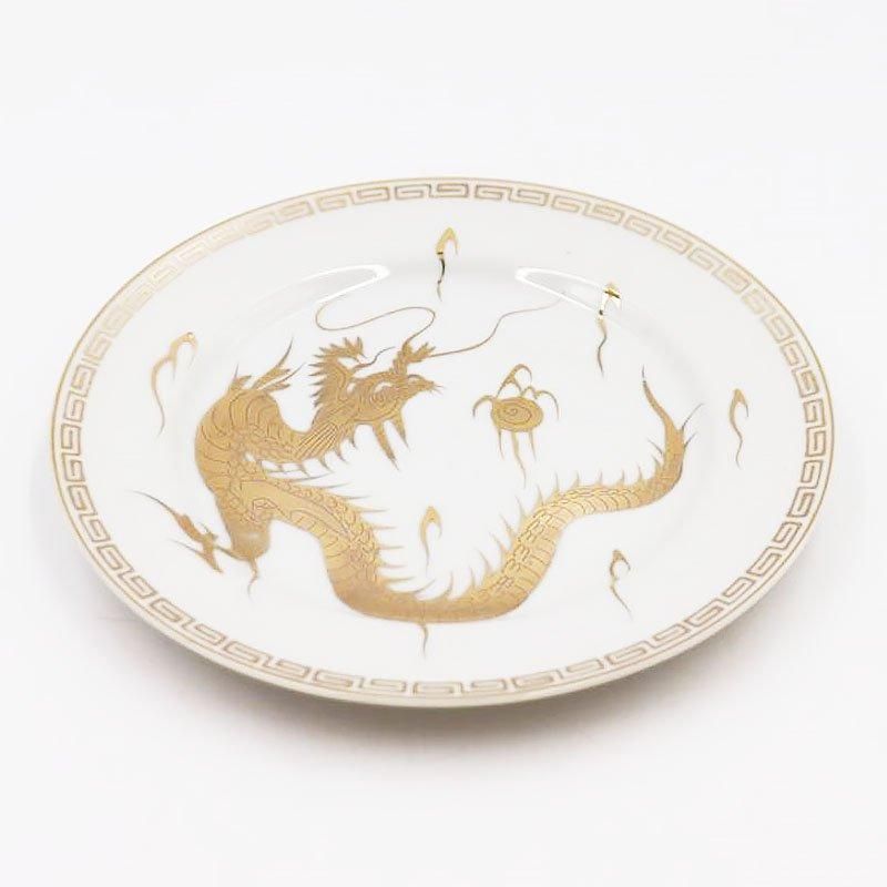 手描き九谷焼 金龍飾りケーキ皿 直径18.5 高さ2