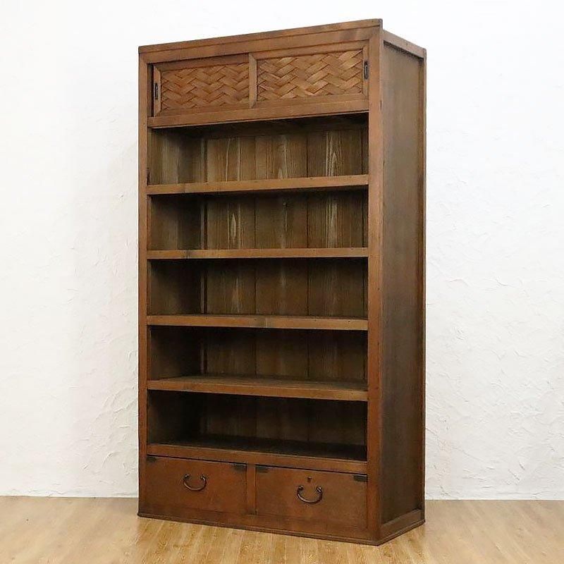 網代の棚 引戸 水屋 食器棚 本棚 飾り棚 和風 和家具 日本のインテリア