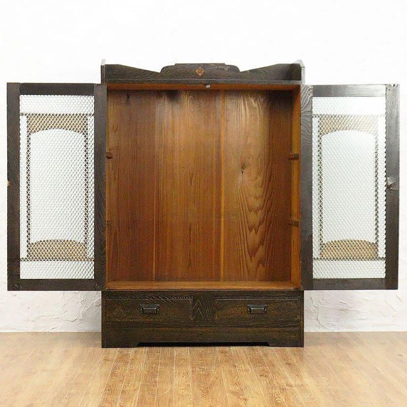 大正昭和期 ダイヤガラス本箱 木目が美しい人気書棚