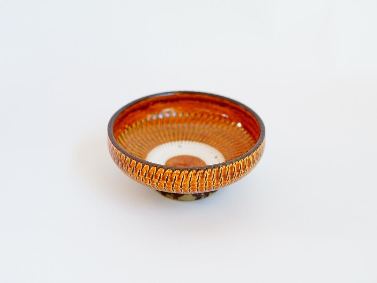 小鉢 4寸 カンナ 飴 小鹿田焼 黒木昌伸窯 | うつわと灯り threetone