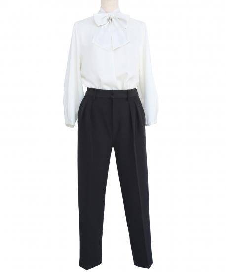 ノーカラーウエストタックペプラムパンツスーツ3点セット「SU1082