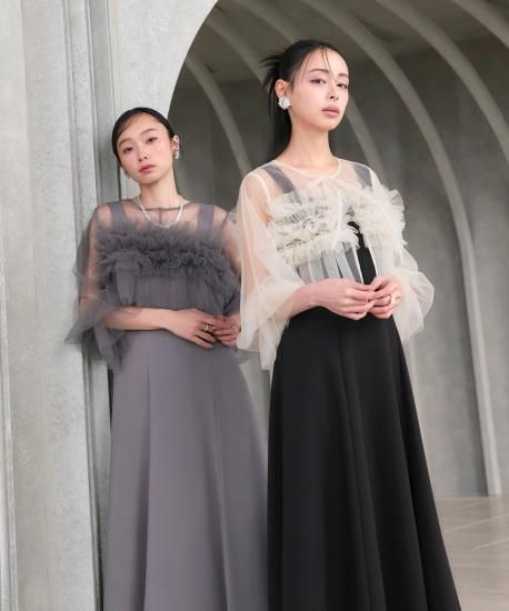 チュールフリルボレロ＆ハイウエストフレアドレス「U1701」