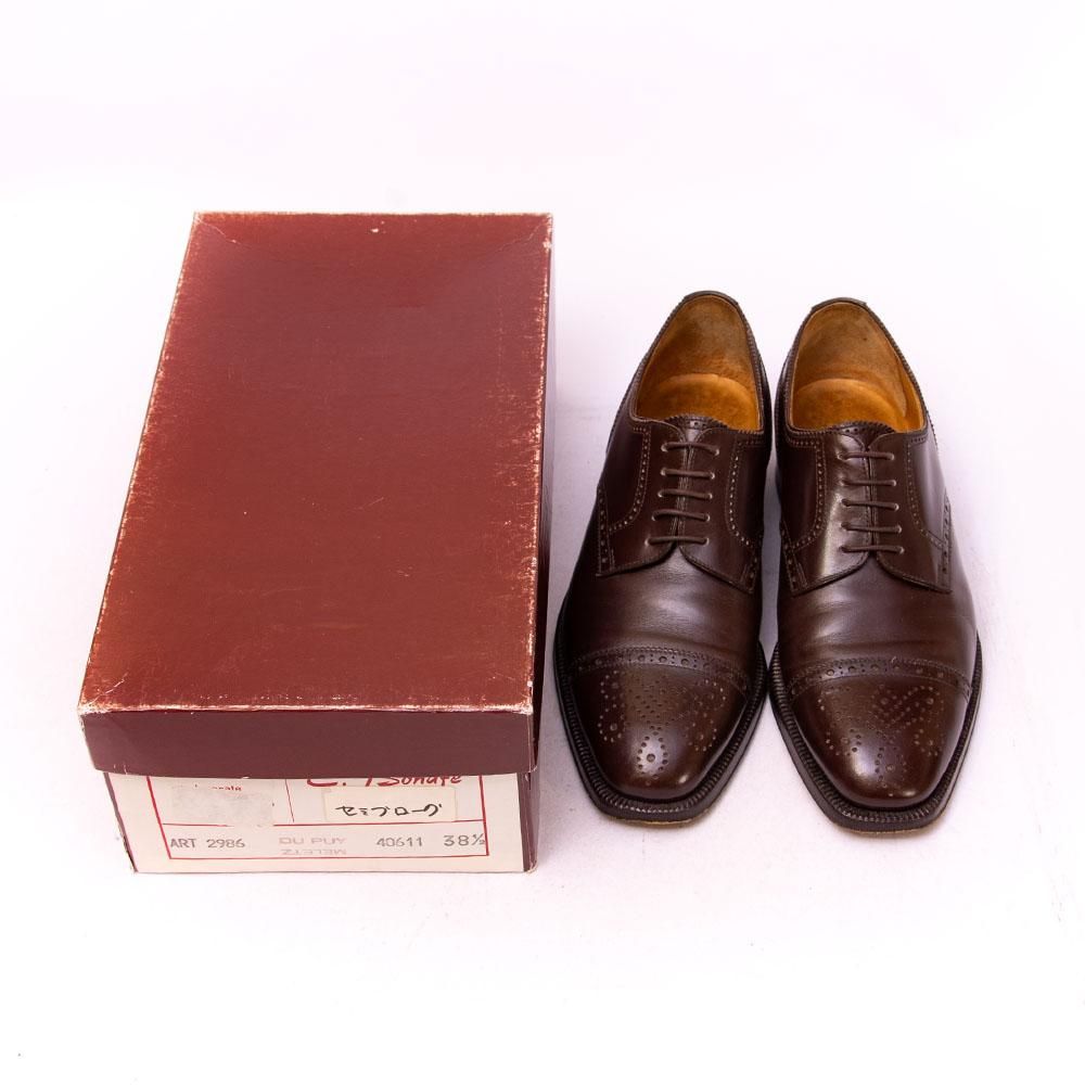 エンツォボナフェ 2986 外羽根セミブローグ ダークブラウン サイズ38.5