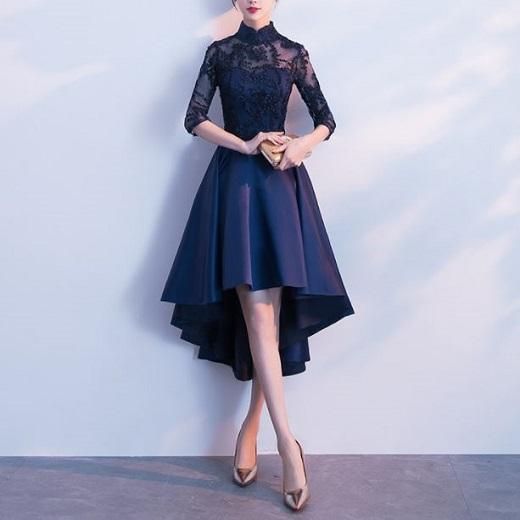 パーティードレス｜スタンドカラー｜フィッシュテール｜レディース