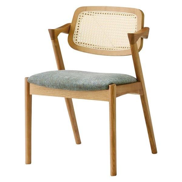 モダン ダイニングチェア/背部籠目編み アッシュ材布貼ウレタン