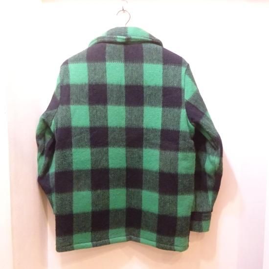 デッド 70年代製 メルトン 緑黒バッファローチェック ウールジャケット