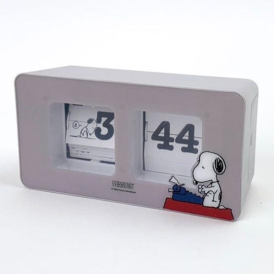 スヌーピー PEANUTS パタパタクロック 時計 グレー フィールドワーク