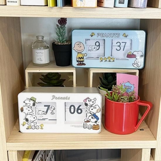 スヌーピー SNOOPY パタパタクロック 時計 インテリア グレー