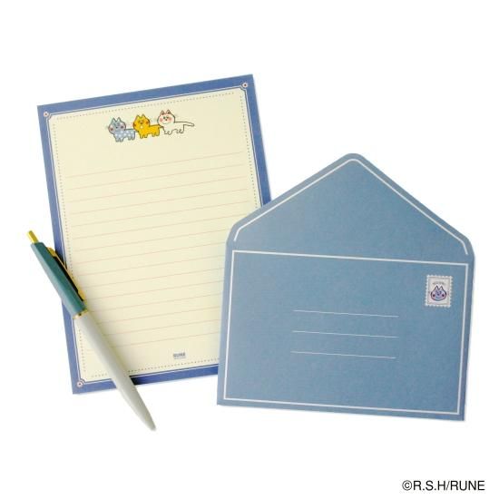 内藤ルネ レターセット カラフルキャット 文具 お手紙 便箋 封筒