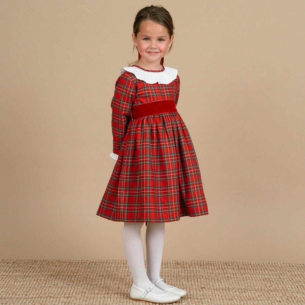 Amaia Kids - Pompadour dress - Red tartan アマイアキッズ