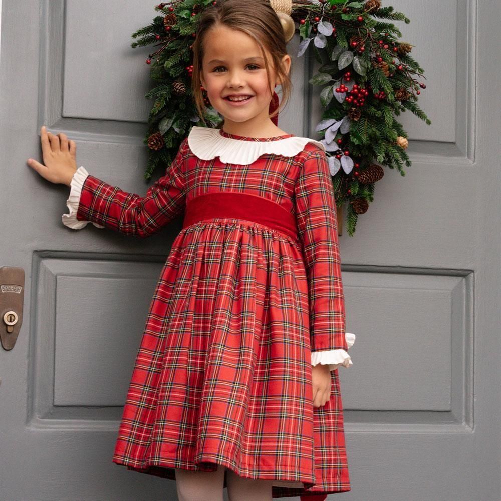 Amaia Kids - Pompadour dress - Red tartan アマイアキッズ
