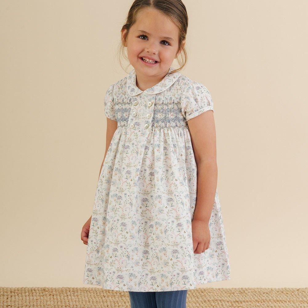 Amaia Kids - Shirley dress - Baby blue floral アマイアキッズ