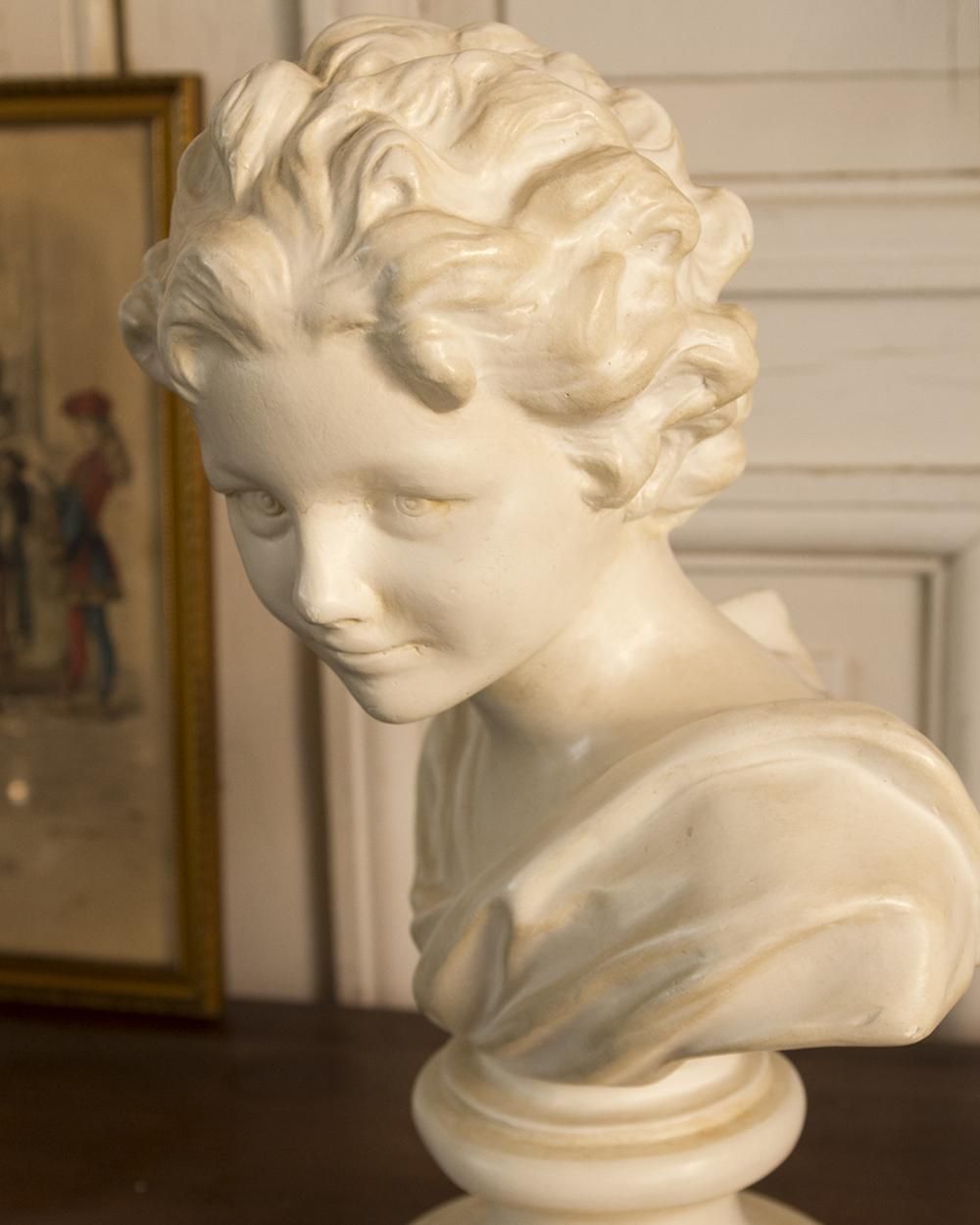 フランスアンティーク 少年の石像 石膏像 オブジェ｜Antiques Knock